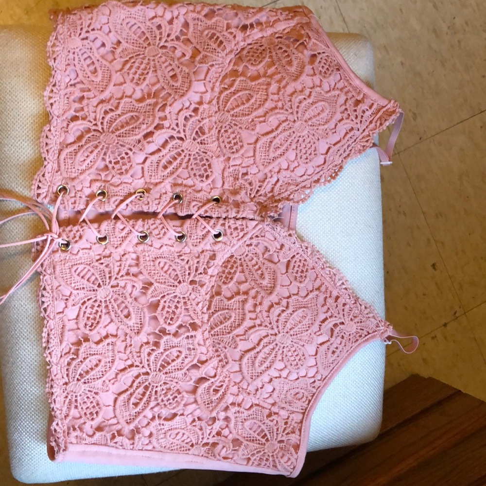 Eyelet Lace Up Zip Back Cami Top